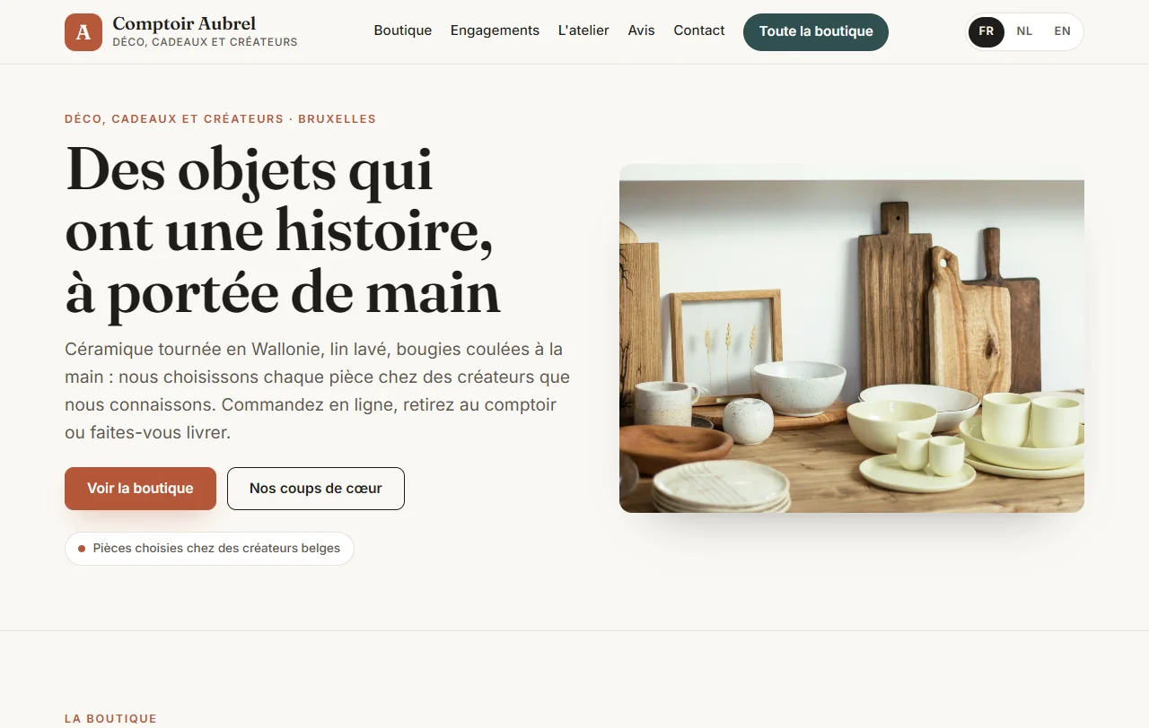 Aperçu du modèle Comptoir Aubrel, boutique en ligne